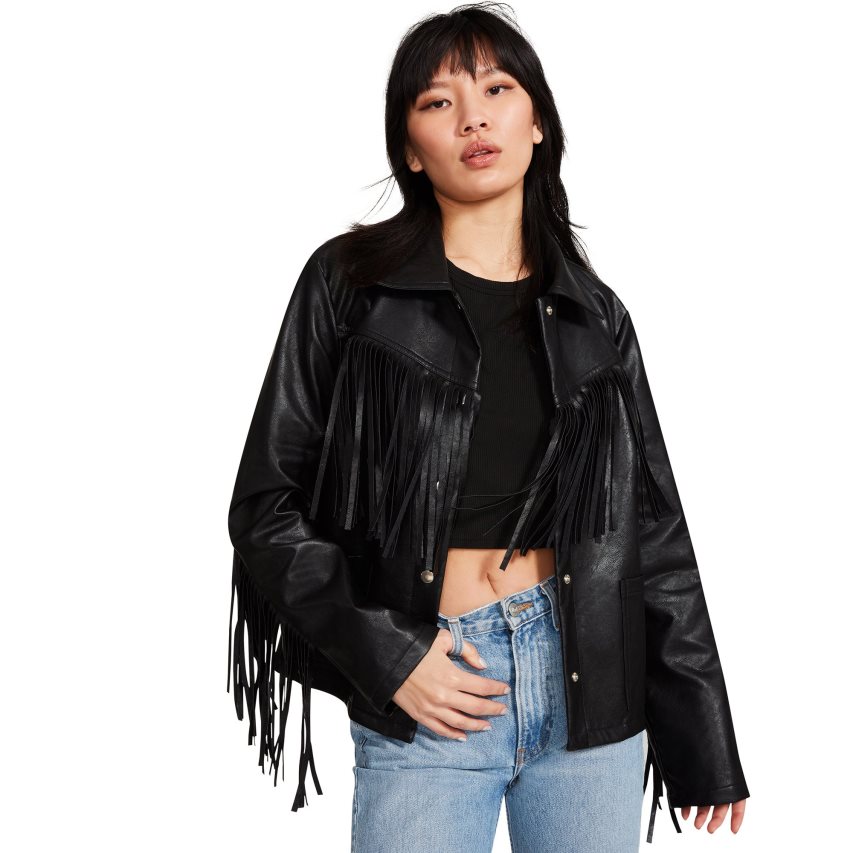 Chaquetas Steve Madden Fringe Mujer Negras | ES PV06S1